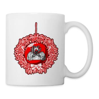 Weihnachtskranz Roter Traktor - Tasse - Weiß - Rechts