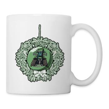Christmas Wreath Green Tractor 617 - Mug - white - Right