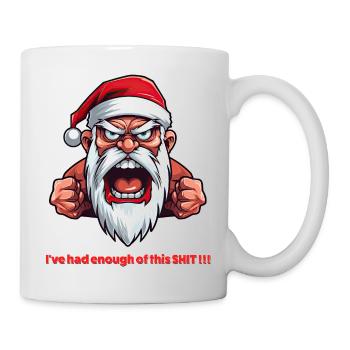 Père Noël en colère - J’en ai assez de cette merde !! - Mug blanc - blanc - Droite
