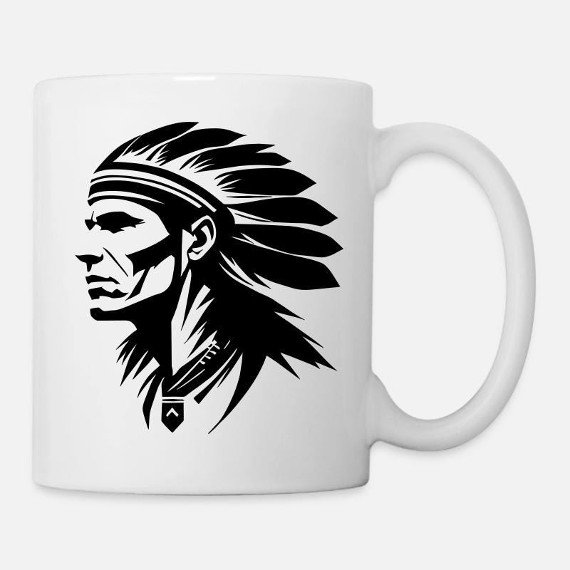 Indianer Häuptling mit Federn - Tasse - Weiß