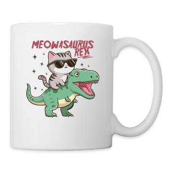 Cool Kitten on T-Rex Funny Dinosaur Trend - Mug - white - Right