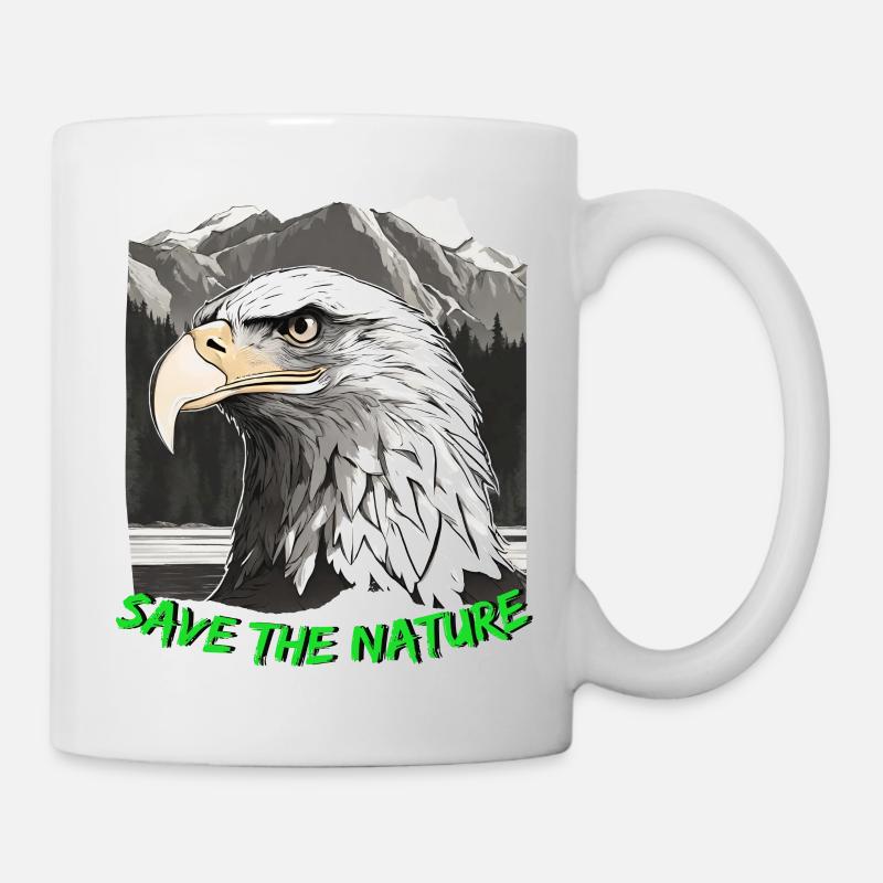 Adlerkopf "Save the Nature" - Tasse - Weiß