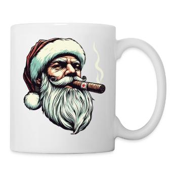 Santa Claus with a cigar in his mouth - Mug - white - Right
