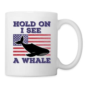 Wal Amerikanische Flagge Lustiges Originalgeschenk - Tasse - Weiß - Rechts