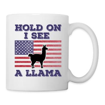 Lama Amerikanische Flagge Lustiges Originalgeschenk - Tasse - Weiß - Rechts