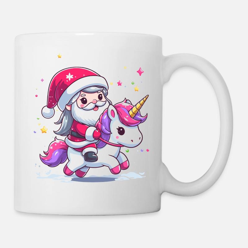 Weihnachtsmann und Einhorn - Tasse - Weiß
