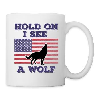 Wolf American Flag Funny Original Gift - Mug - white - Right