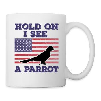 Papagei Amerikanische Flagge Lustiges Originalgeschenk - Tasse - Weiß - Rechts