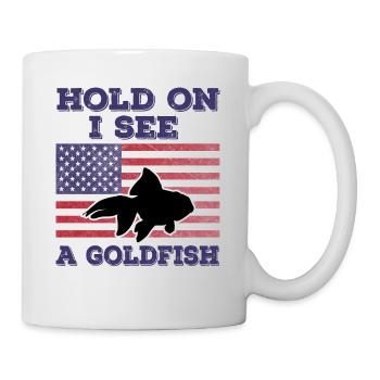 Goldfisch Amerikanische Flagge Original Geschenk - Tasse - Weiß - Rechts