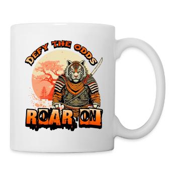 Tiger Samurai Defy The Odds Roar On - Mug - white - Right