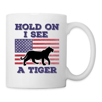 Tiger American Flag Funny Original Gift - Mug - white - Right