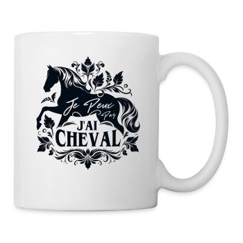 J'Peux Pas J'ai Cheval Humour Fille Équitation - Mug blanc - blanc - Droite