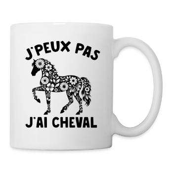 J'Peux Pas J'ai Cheval Humour Fille Équitation - Mug blanc - blanc - Droite