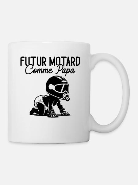 Futur Motard Comme Papa Cadeau Humour Moto - Mug blanc - blanc