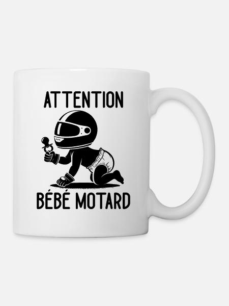 Attention Bébé Motard Cadeau Humour Moto - Mug blanc - blanc