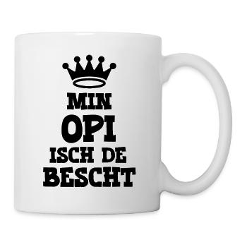 Min Opi isch de bescht Opa Schweiz Grosspapi - Tasse - Weiß - Rechts