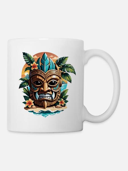 tiki beach - statue polynèsie - Mug blanc - blanc