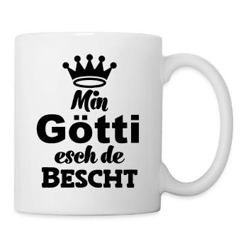Min Götti esch de bescht Patenonkel Schweiz - Tasse - Weiß - Rechts
