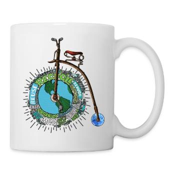 Save The Planet Earth Penny Farthing Bicycle Art - Mug - white - Right