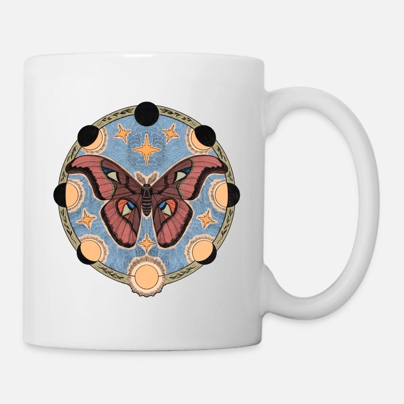 Retro Moon Phase and Moth - Mug - white