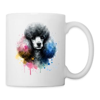 Caniche tête de chien aquarelle - Mug blanc - blanc - Droite