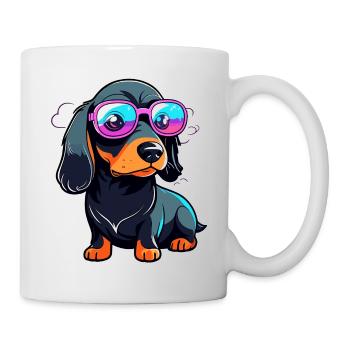 Dackel Hund Illustration - Tasse - Weiß - Rechts
