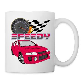 Speedy retro red car - Mug - white - Right