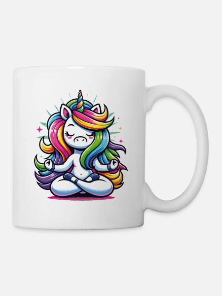 Unicorn Yoga Meditation - Cool Woman Gift - Mug - white