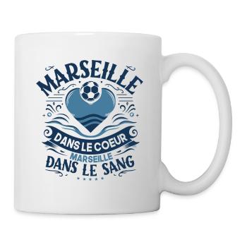 Cadeau Marseillais Humour Cœur Marseille Foot - Mug blanc - blanc - Droite