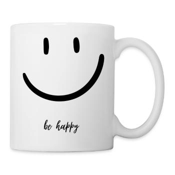 Lachendes Gesicht , sei glücklich , be happy - Tasse - Weiß - Rechts