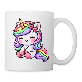 niedliches Einhorn Shirt - Tasse - Weiß - Rechts