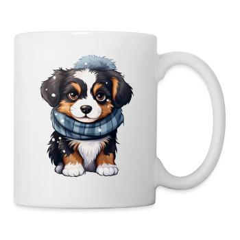 Bernese Mountain Dog puppy in winter - Mug - white - Right