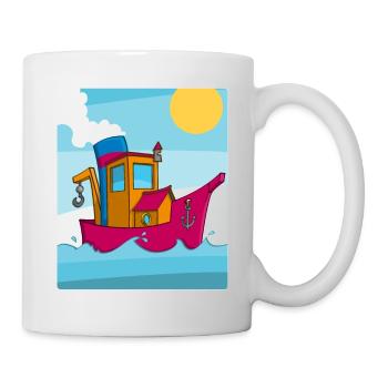 Colorful image of a funny tugboat - Mug - white - Right