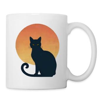 Ombre de chat au coucher du soleil - Mug blanc - blanc - Droite