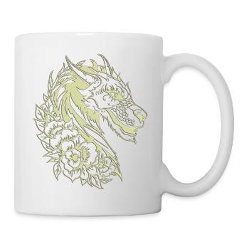 Fantasy Drache Anime Drachenkopf Mythisches Reptil - Tasse - Weiß - Rechts