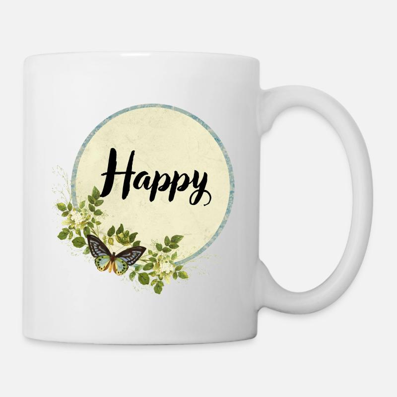 Happy Butterfly - Mug - white