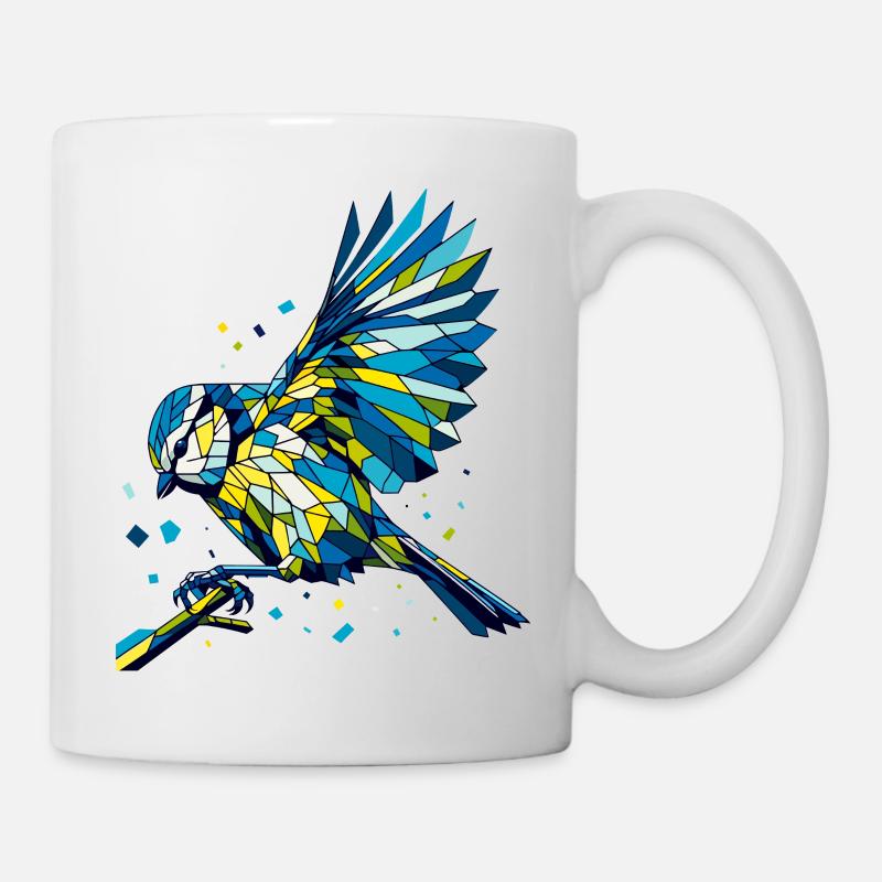 Blaumeise Polygon bunt - Tasse - Weiß