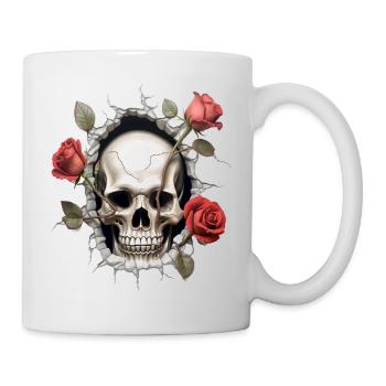 Gothic Skull and Roses Art Print - Mug - white - Right