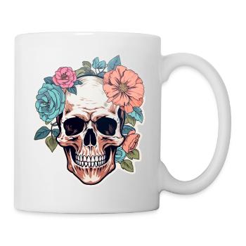 Human Skull & Flowers 1 - Mug - white - Right