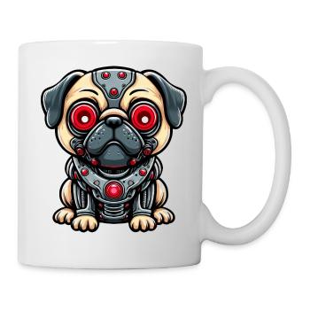 Cyborg-Mops mit Roten Augen - Tasse - Weiß - Rechts