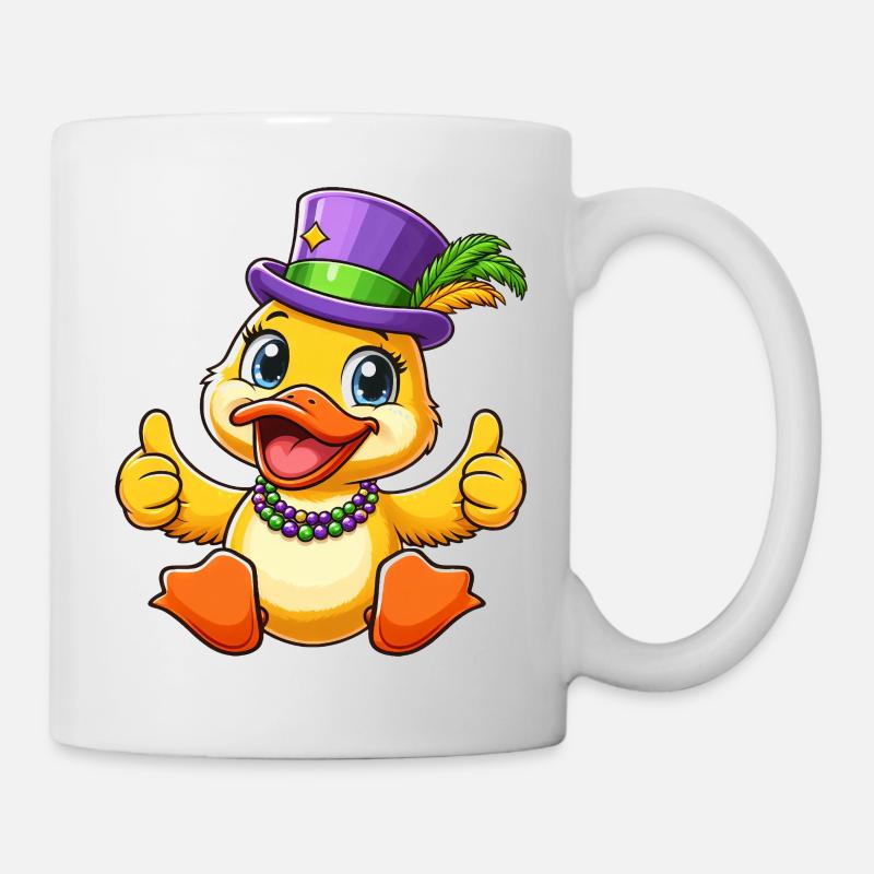 Mardi Gras Ente: Daumen Hoch - Tasse - Weiß