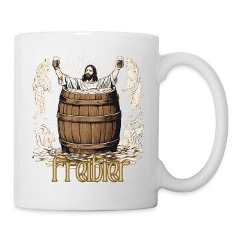 Jesus spendiert Freibier - Tasse - Weiß - Rechts