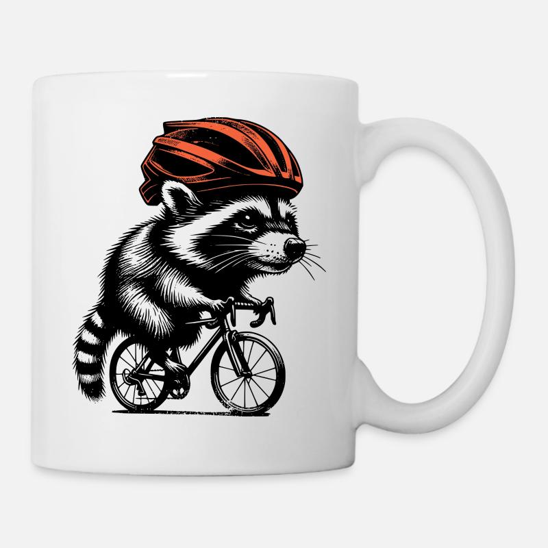Radfahrender Waschbär - Tasse - Weiß