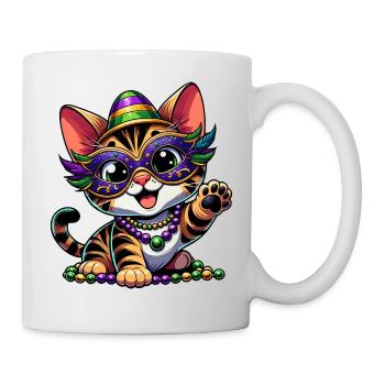 Mardi Gras Bengal Cat, Comic Look - Mug - white - Right