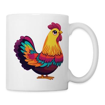 Niedliche und bunte Henne - Tasse - Weiß - Rechts