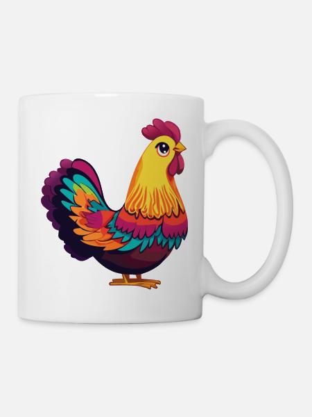 Niedliche und bunte Henne - Tasse - Weiß