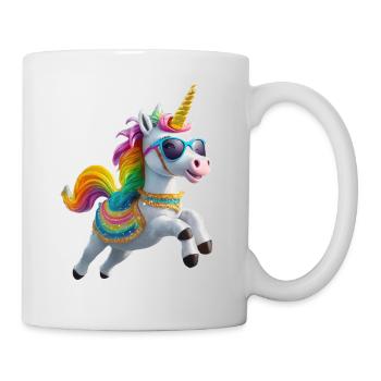 Licorne cool avec des lunettes de soleil arc-en-ciel - Mug blanc - blanc - Droite