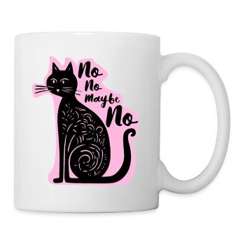 Vintage Cat Tee – Elegantes Schwarz für Frauen - Tasse - Weiß - Rechts