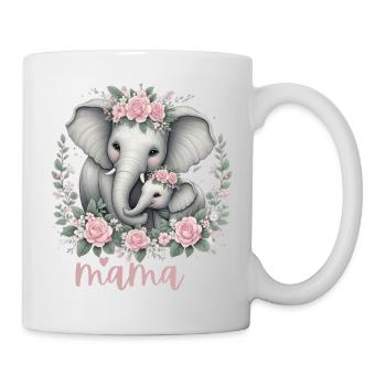 Mama Heart Floral Wreath Elephant Baby Shower - Tasse - Weiß - Rechts