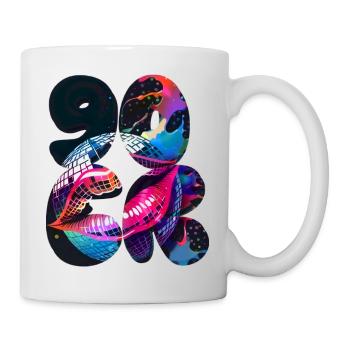 90er,discokugel,party,schrift,mund,retro - Tasse - Weiß - Rechts